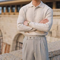 Knitted Polo Sweater | Textured Knit | Turn-Down Collar