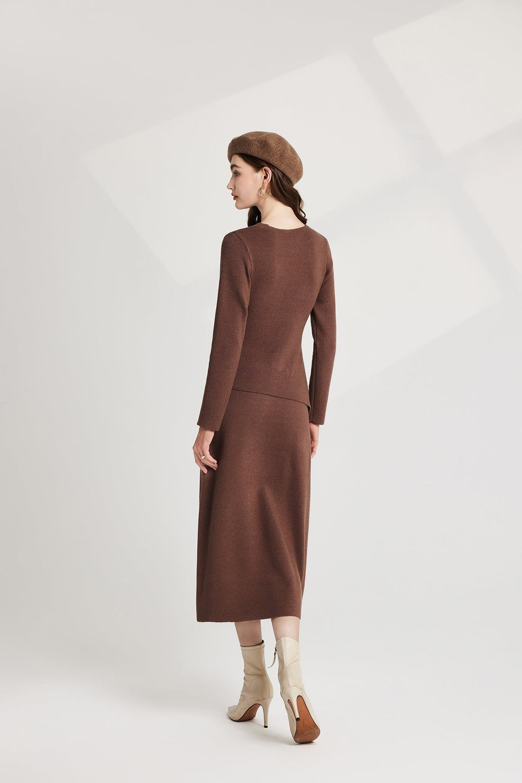 Thickened Base Knitted Sweater Vest Dress Two Piece Set