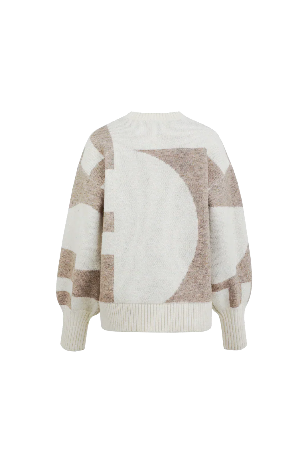 Maison Geometric Knit Sweater | V-Neck | Balloon Sleeve
