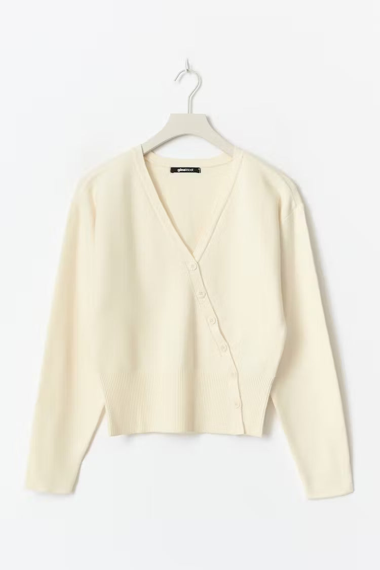 Asymmetric Button Cardigan | Soft Knit