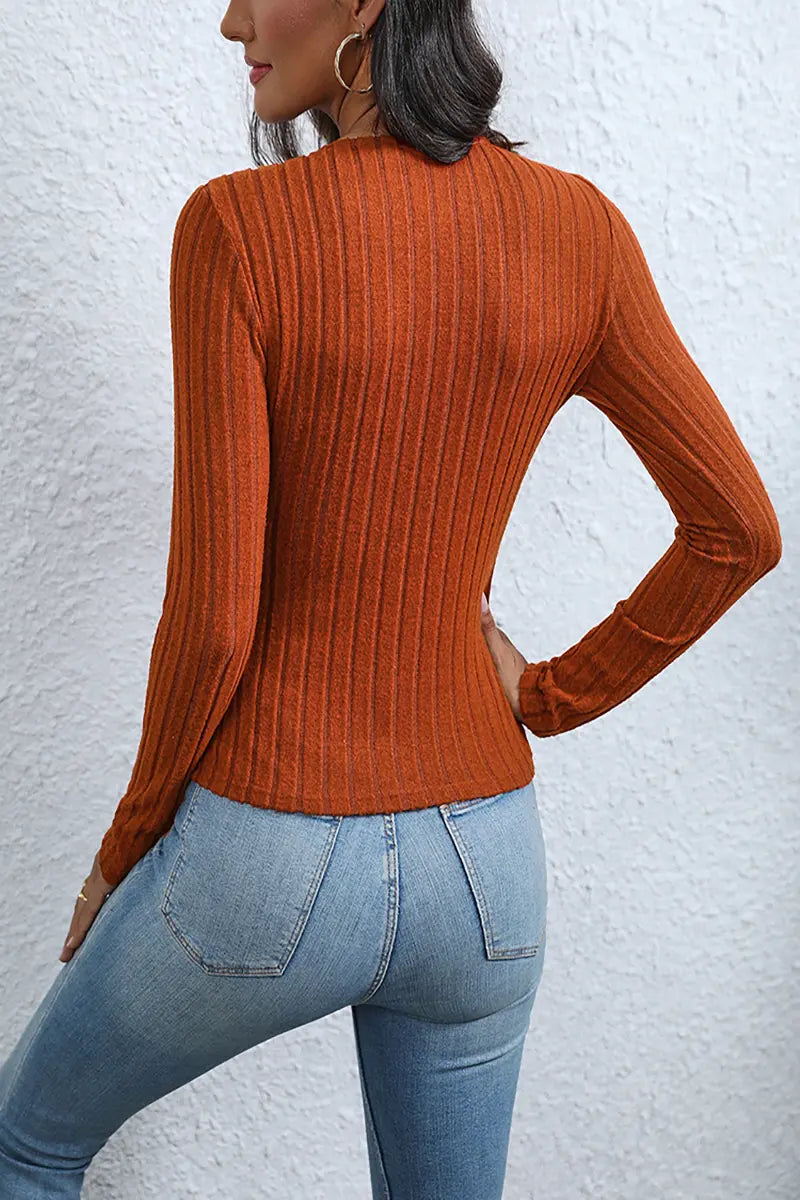 Stylish Women's Striped V-Neck Knit Top