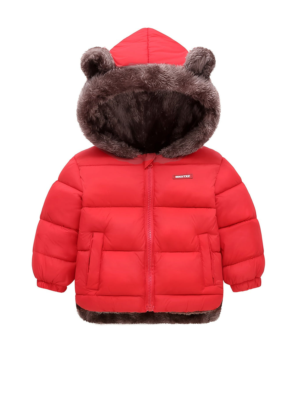 Girls' Cute Bear Ears Fleece Coat - Long Sleeve Winter Jacket with Cardigan Collar. Full-Zip Front Closure. Warm Padded Hooded Coat for Boys & Girls. Cozy Fall/winter Outerwear With Pockets (solid Color. Casual Style. Regular Fit. Hand Washable)