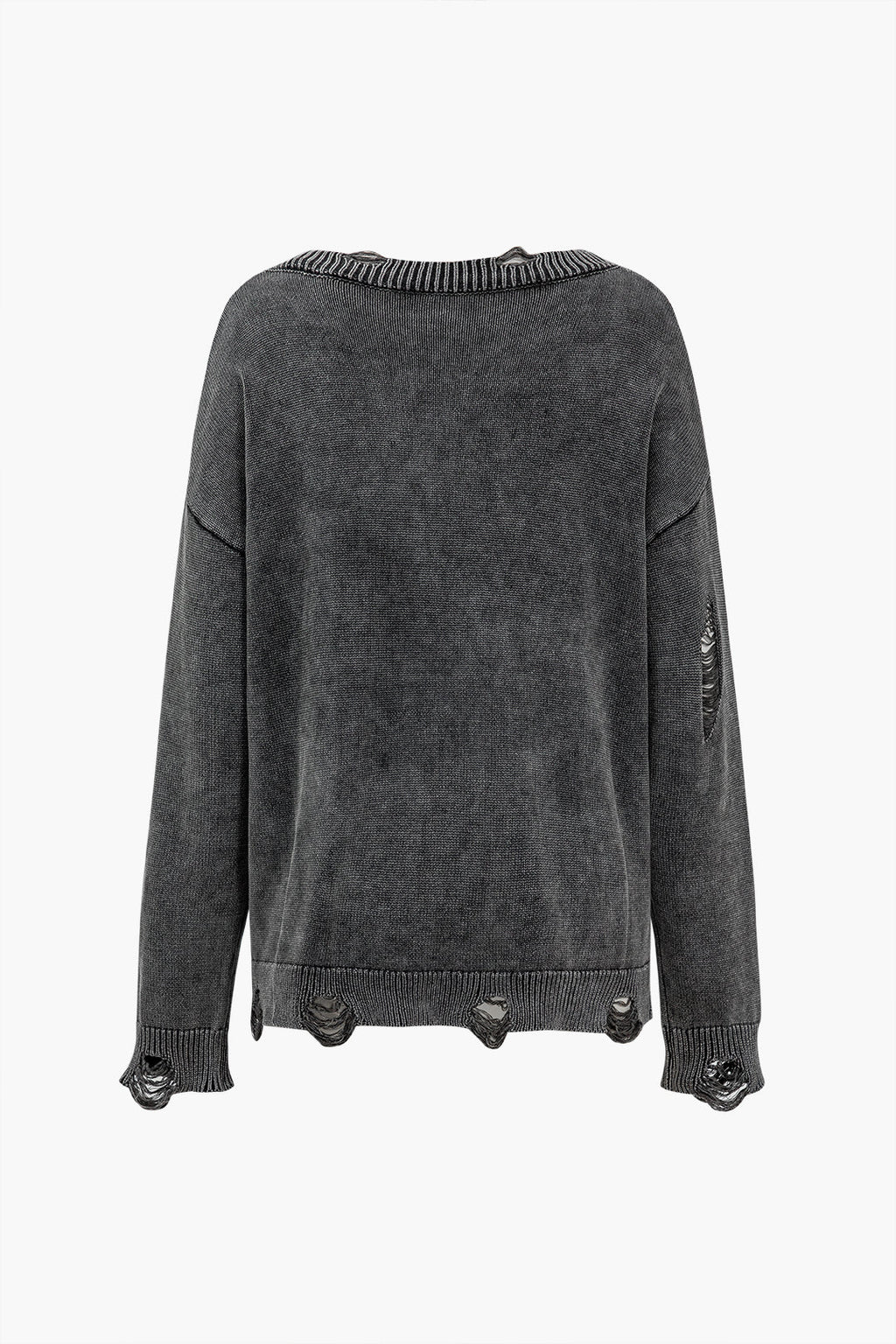 Solid Knit Button Frayed Cardigan