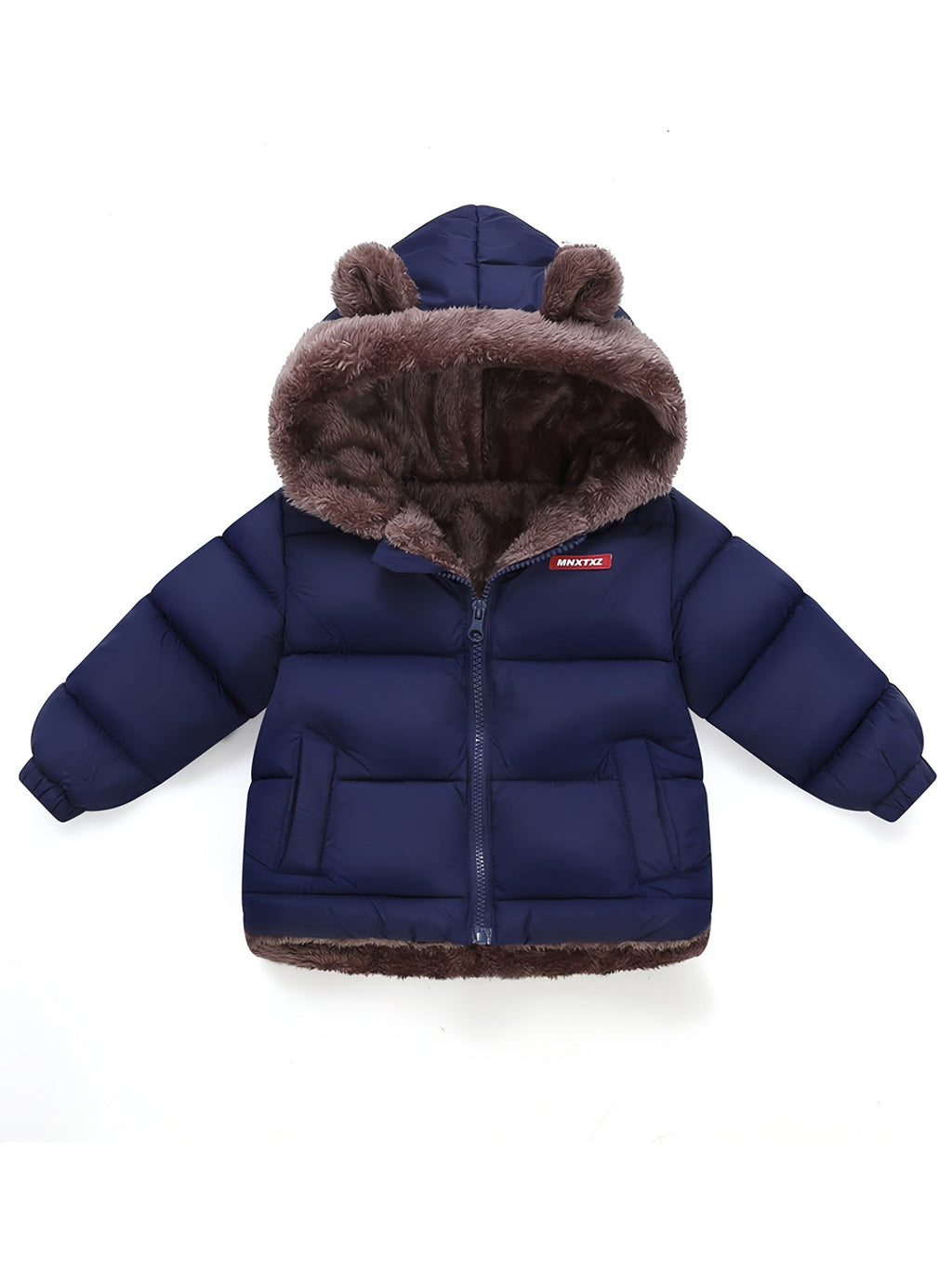 Girls' Cute Bear Ears Fleece Coat - Long Sleeve Winter Jacket with Cardigan Collar. Full-Zip Front Closure. Warm Padded Hooded Coat for Boys & Girls. Cozy Fall/winter Outerwear With Pockets (solid Color. Casual Style. Regular Fit. Hand Washable)