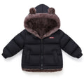 Girls' Cute Bear Ears Fleece Coat - Long Sleeve Winter Jacket with Cardigan Collar. Full-Zip Front Closure. Warm Padded Hooded Coat for Boys & Girls. Cozy Fall/winter Outerwear With Pockets (solid Color. Casual Style. Regular Fit. Hand Washable)