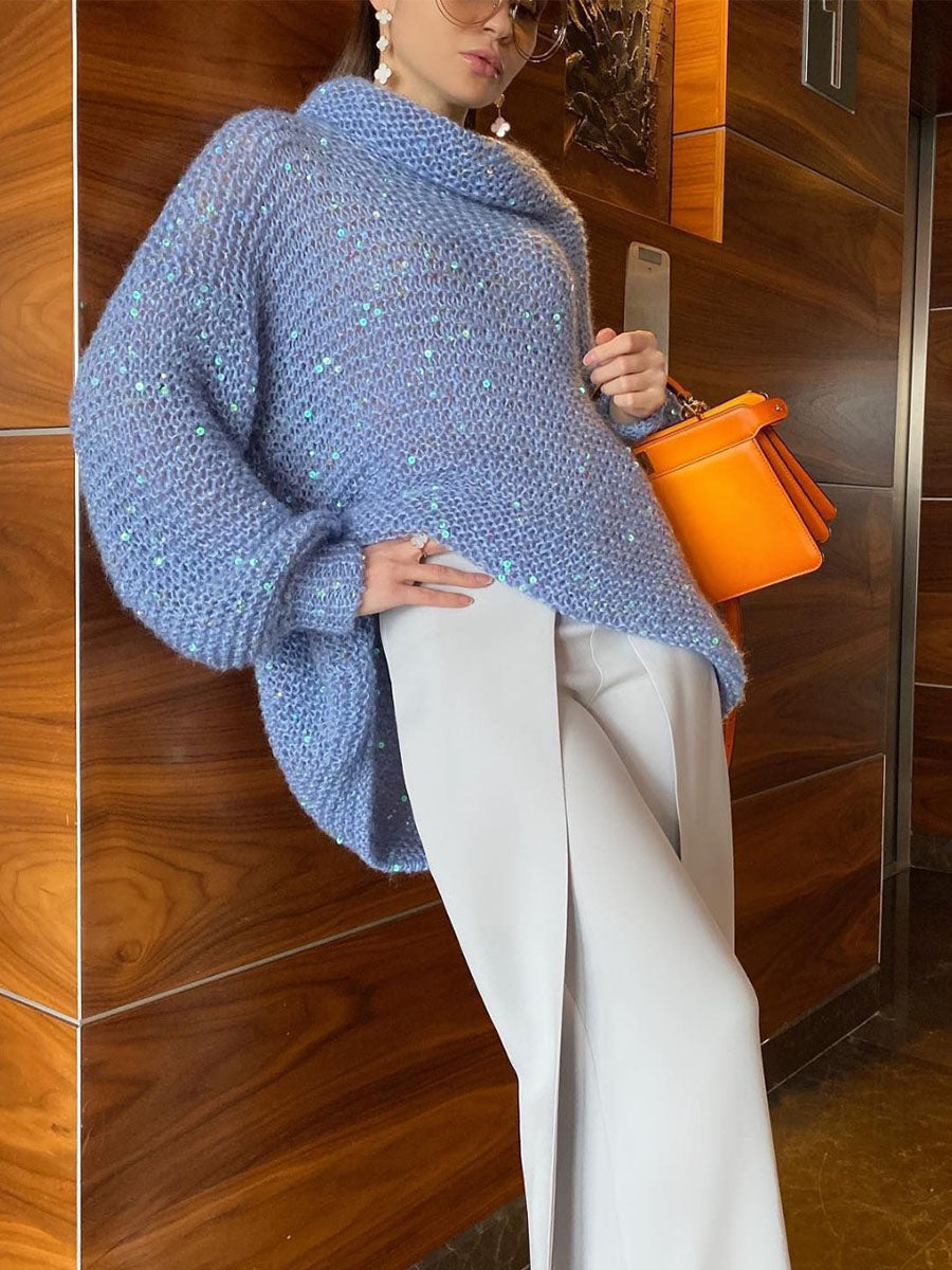 Luminous Cowl Neck Knit Sweater