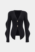 Solid Knit Button Cardigan
