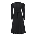 Bubble Long Sleeve Knitted Dress Mid-Length Elegant Slimming High Waist Big Swing Dress Base Sweater Dress