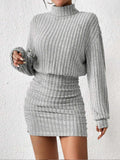 Ribbed Sweater Mini Dress long sleeve knit
