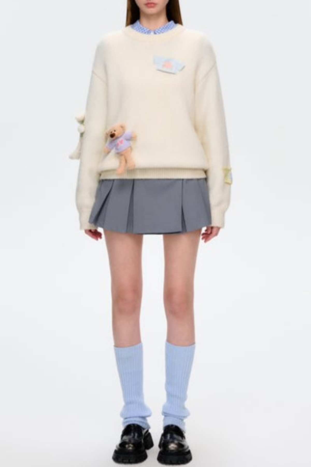 Brasa 3D Bear Sweater - White
