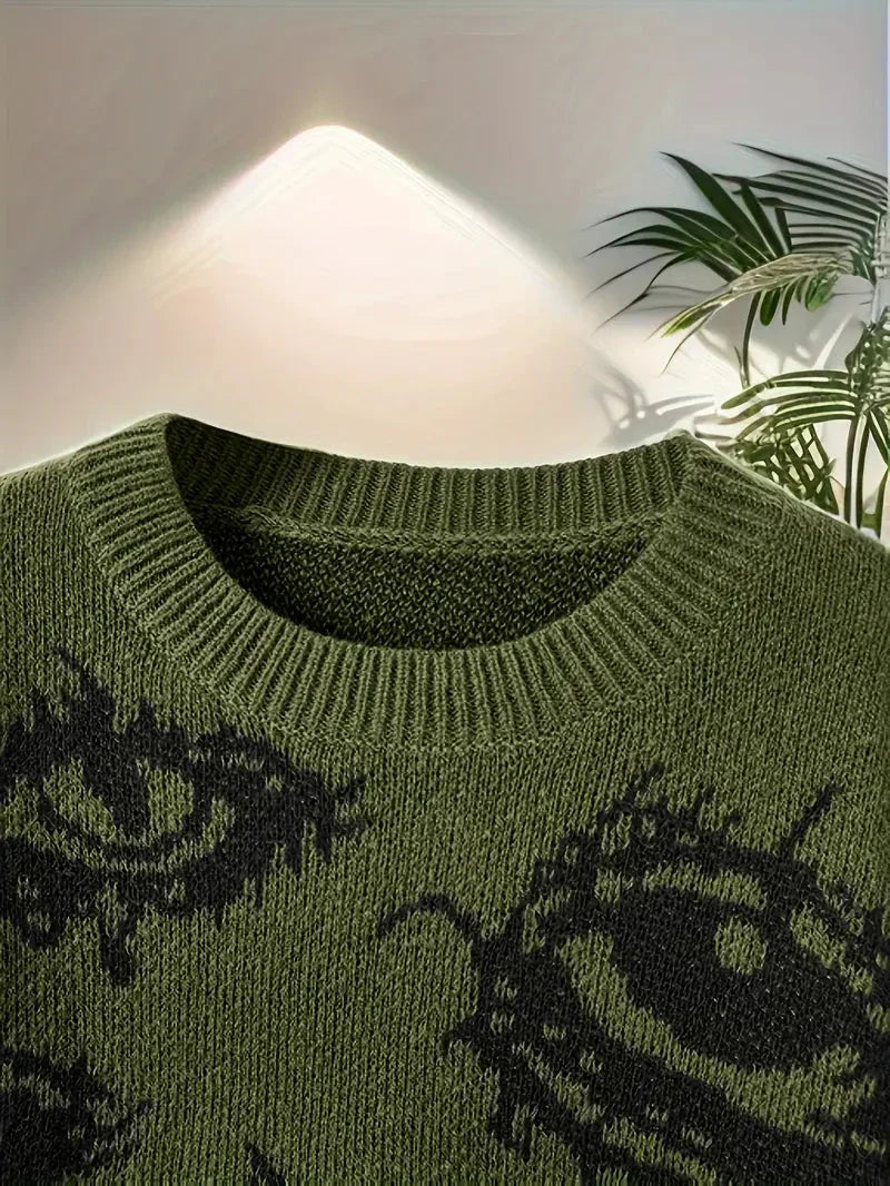 Eyes Pattern Oversize Knit Sweater