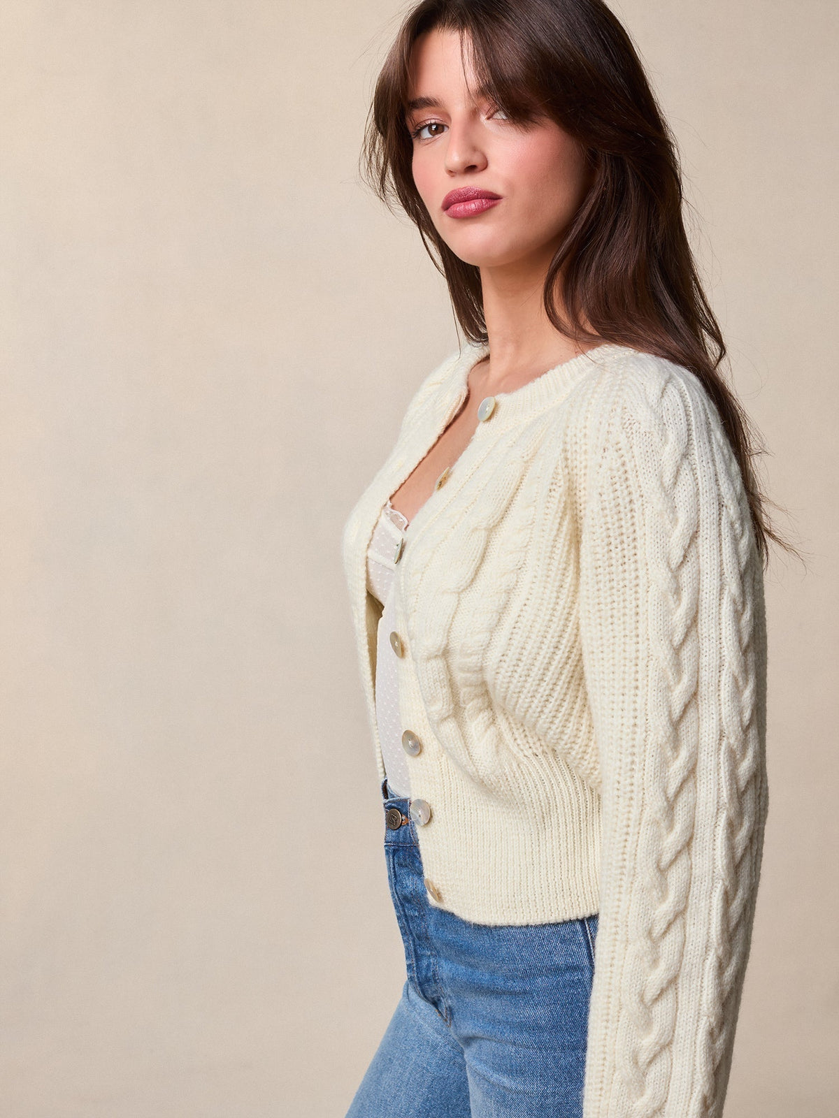 Maison Cable Knit Cardigan | Buttoned Front