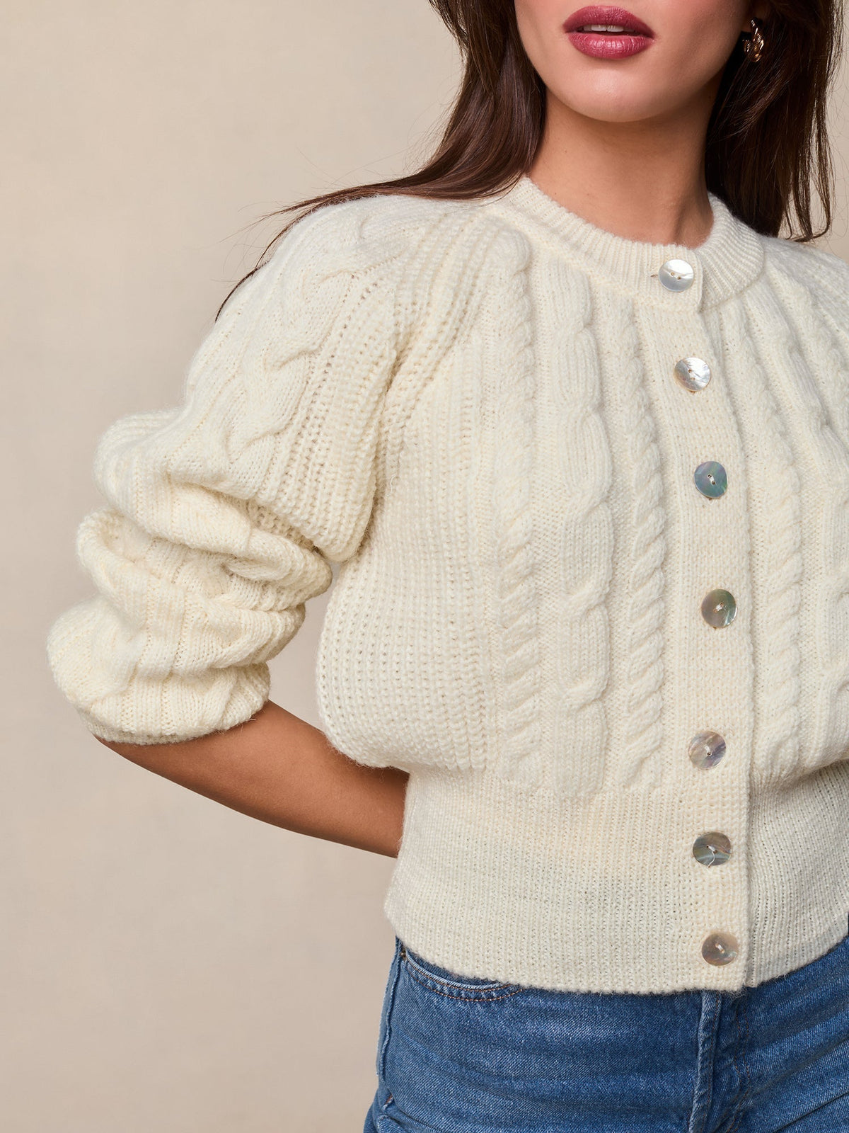 Maison Cable Knit Cardigan | Buttoned Front