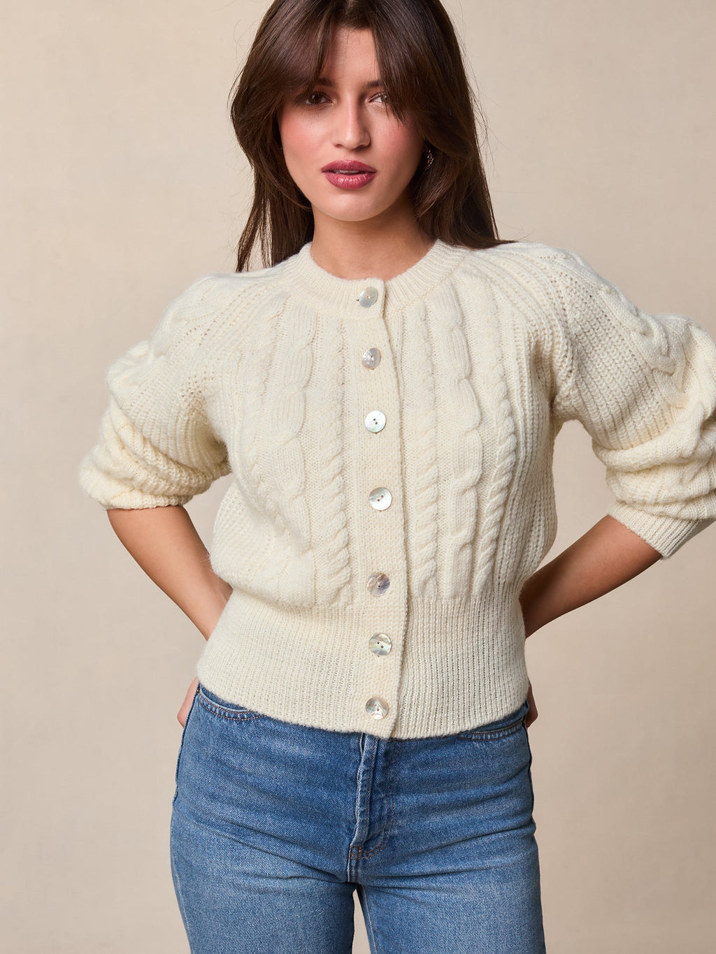 Maison Cable Knit Cardigan | Buttoned Front