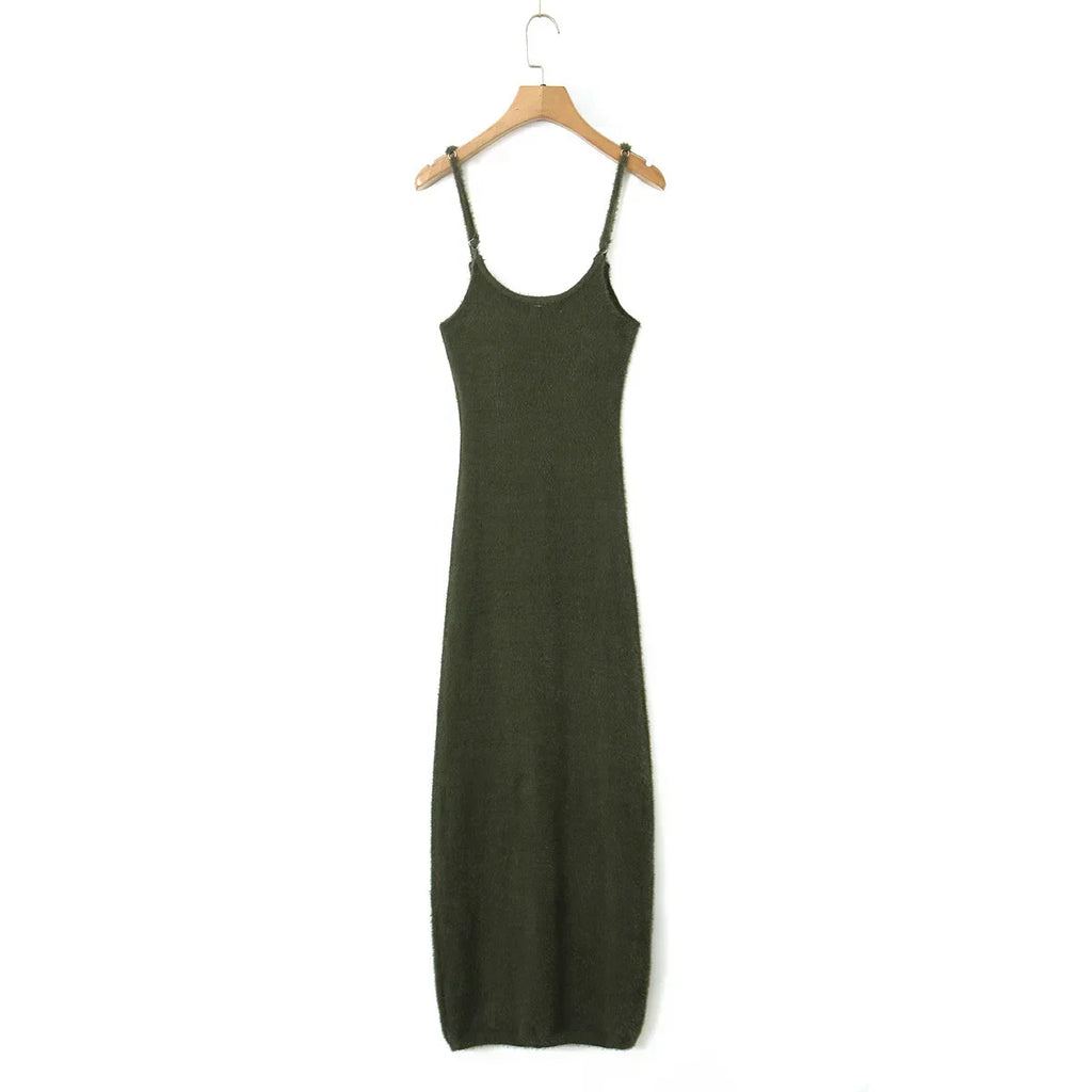 Knitted Cardigan With Camisole Dress Two-piece Set