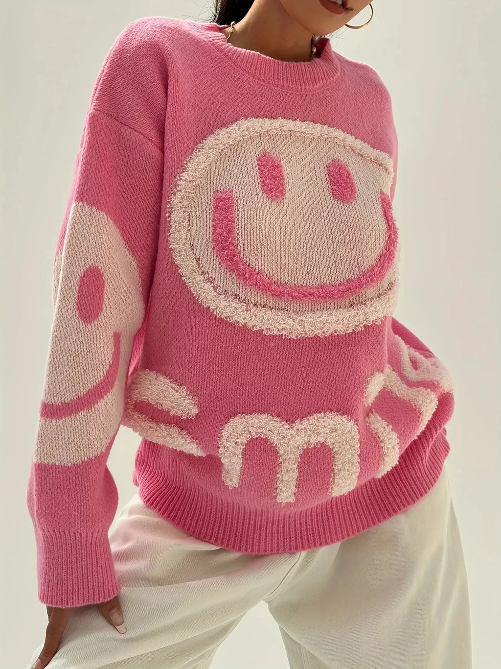Smile Face Crew Neck Sweater