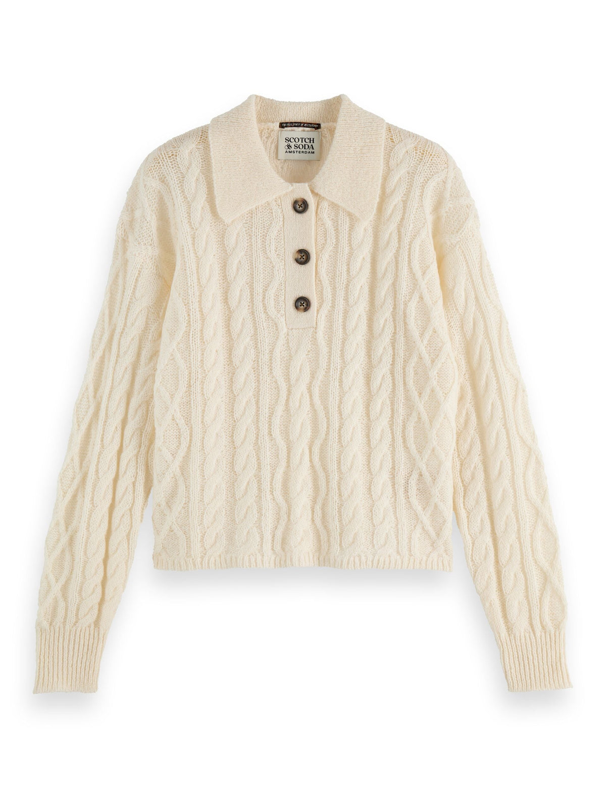 Atelier Cable Knit Sweater | Mohair Wool Blend | Polo Collar