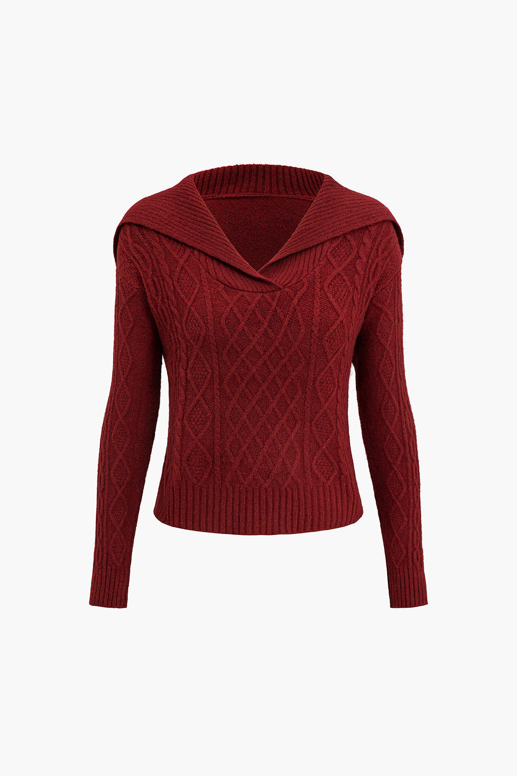 Cable Diamond Sweater Long-Sleeve Top