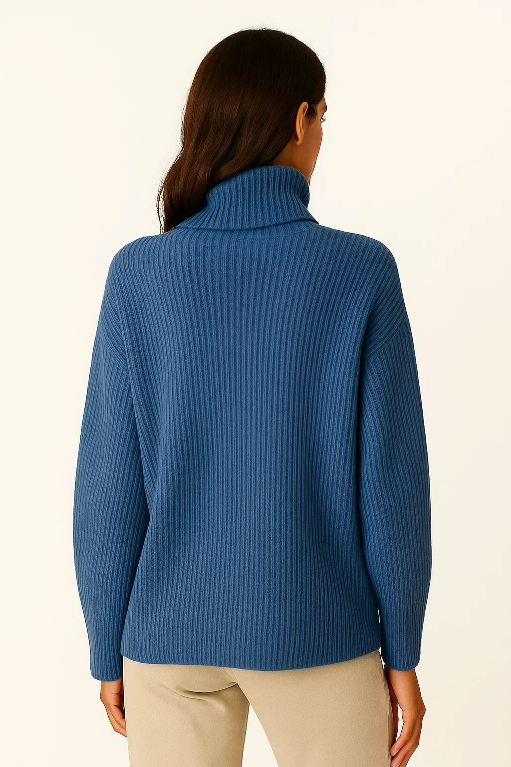 Ribbed Turtleneck Sweater | Button Cuff Detail | Relaxed Fit