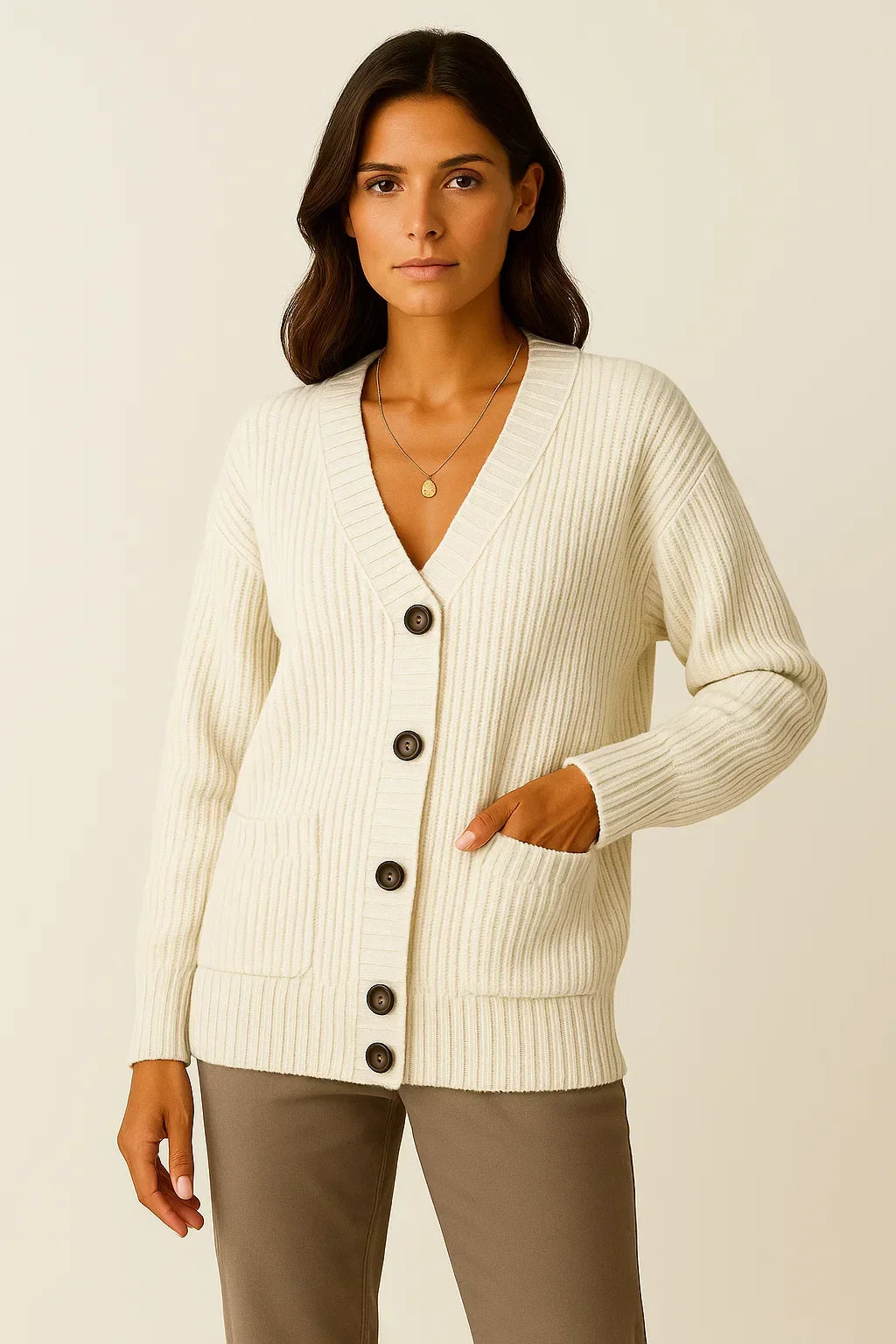 Women's Oversized Knit Cardigan | V-Neck | Soft Cotton Blend