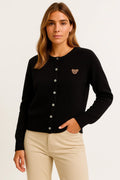 Maison Embroidered Button Cardigan | Cotton Blend Knit | Regular Fit