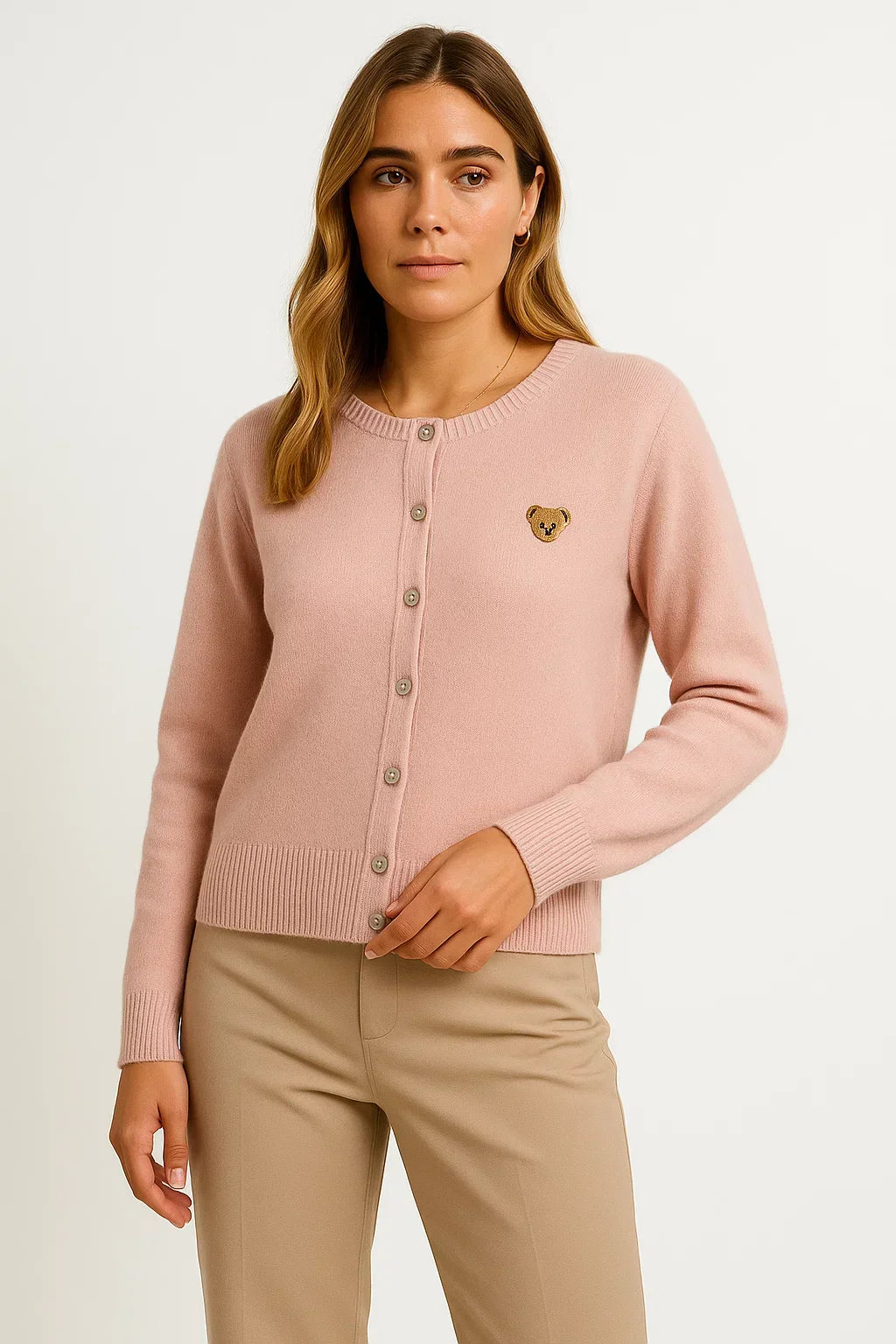 Maison Embroidered Button Cardigan | Cotton Blend Knit | Regular Fit