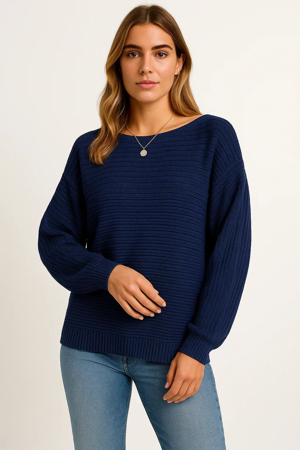 Women's Textured Knit Sweater | Relaxed Batwing Fit | Soft Cotton Blend