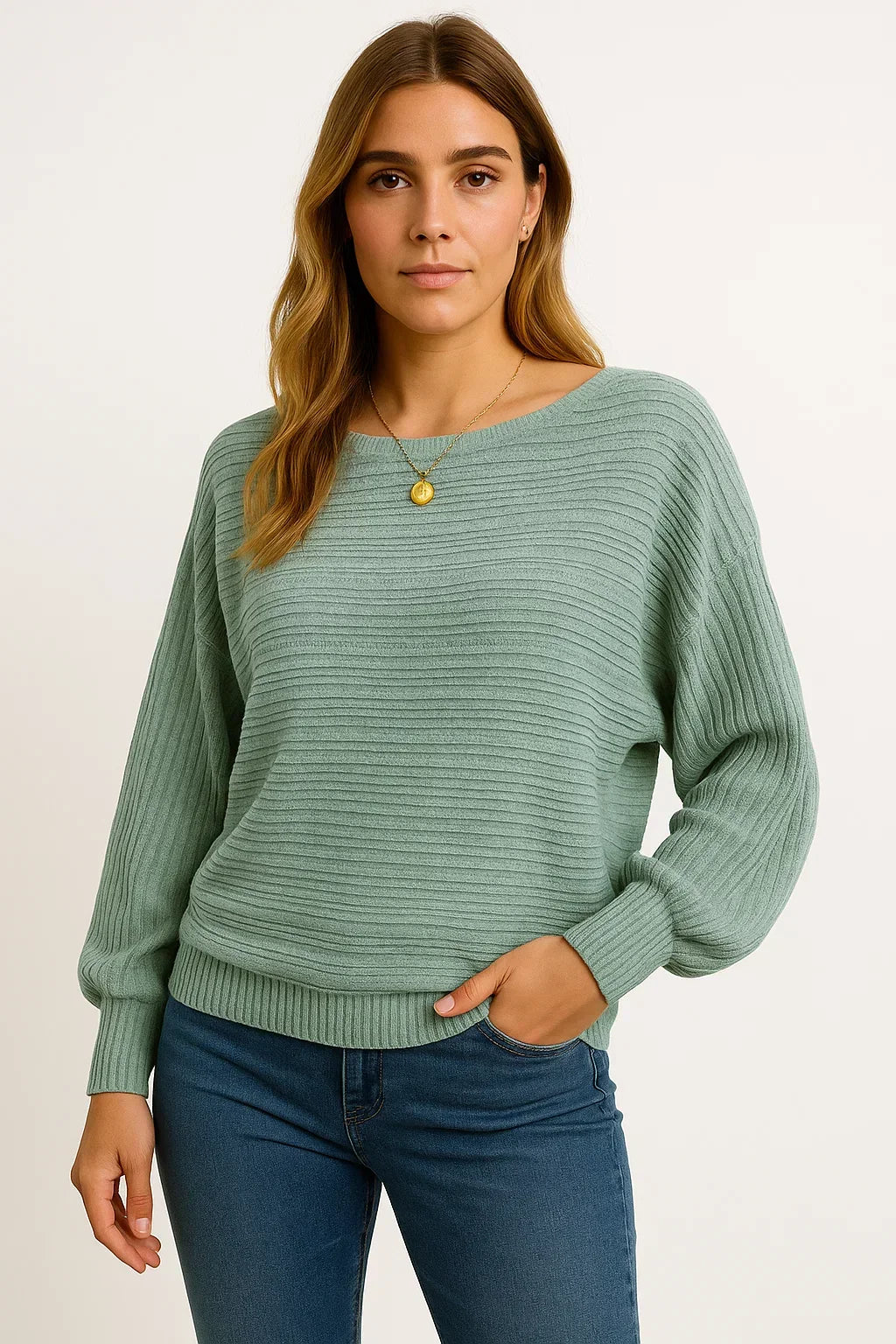 Women's Textured Knit Sweater | Relaxed Batwing Fit | Soft Cotton Blend