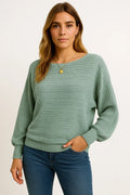 Women's Textured Knit Sweater | Relaxed Batwing Fit | Soft Cotton Blend