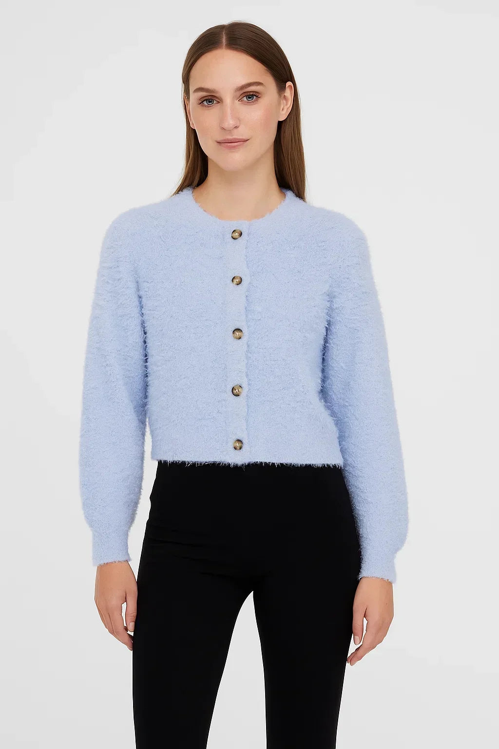 Bouclé Knit Cardigan | Button Front | Soft Texture | Cropped Silhouette