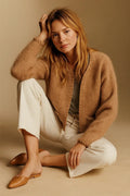Wool Blend Cardigan Jacket | Boxy Fit | Textured Knit Finish