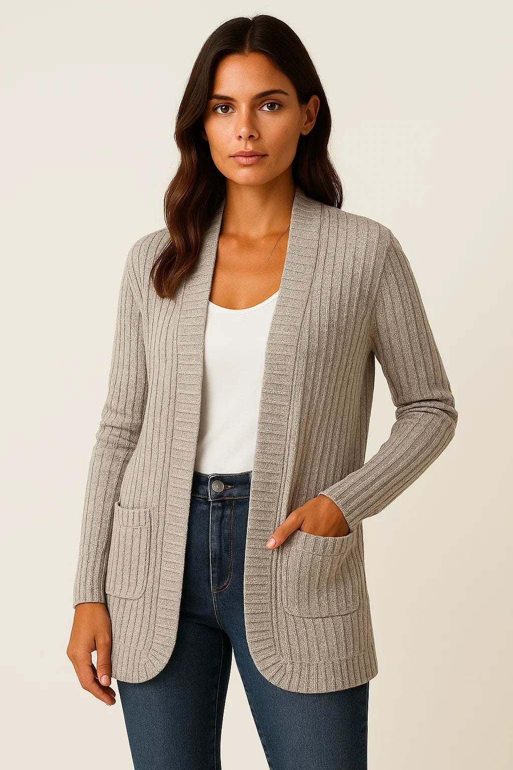 Ribbed Knit Cardigan | Open Front | Soft Casual Fit