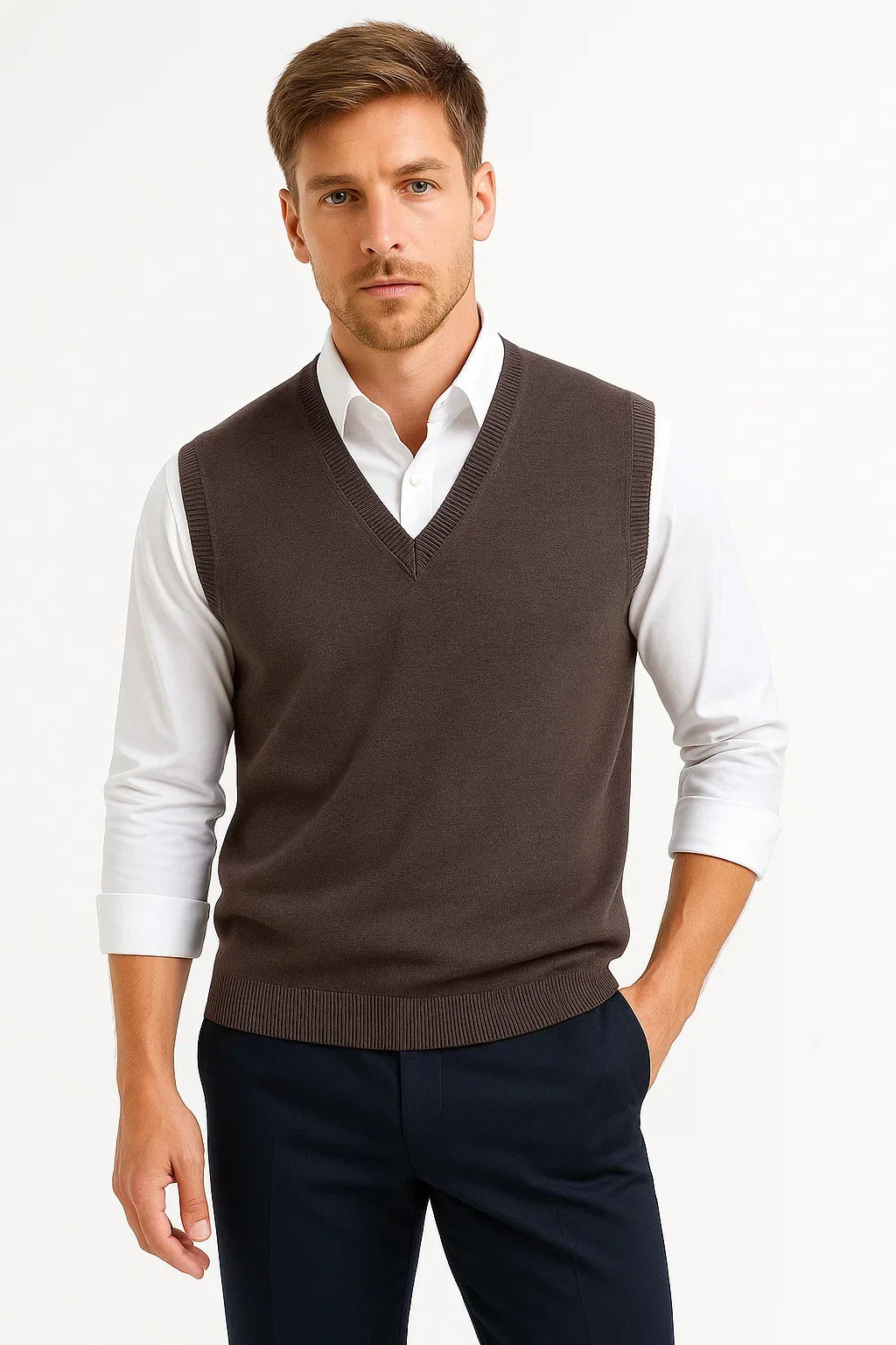 Men's Sleeveless Sweater Vest | Cotton Wool Blend | Classic Fit