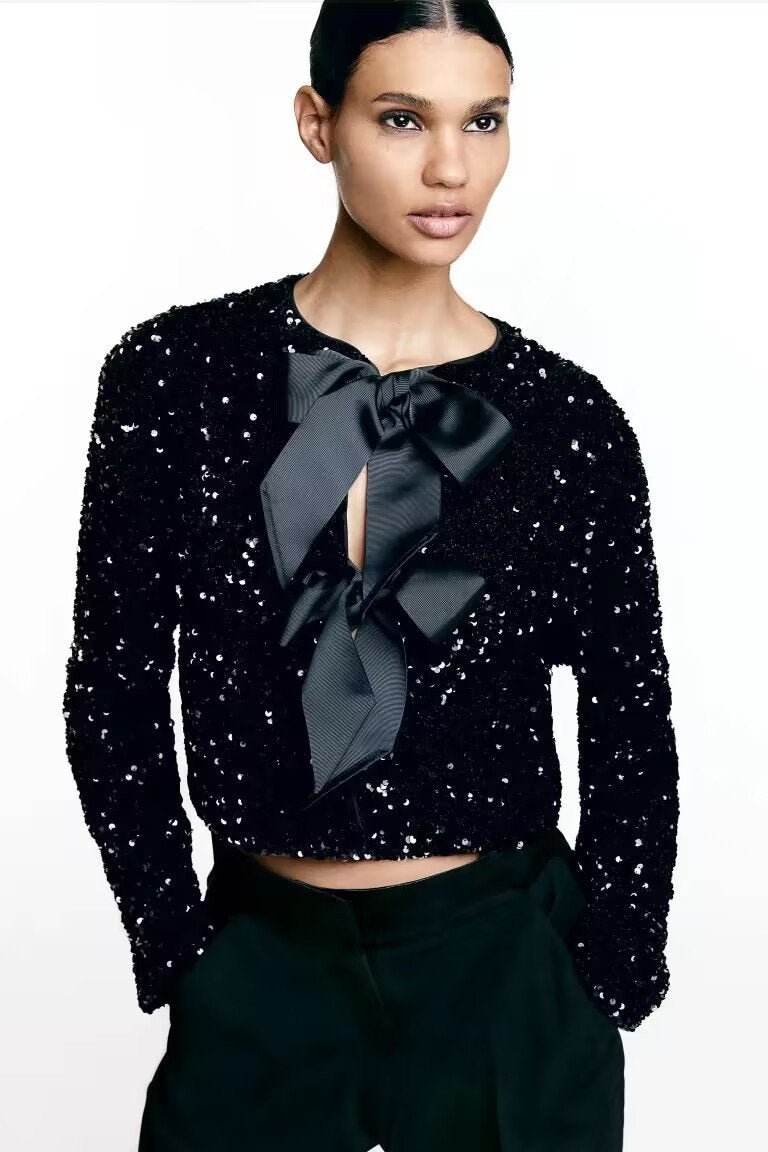 Cara Bow-tie Sequins Jacket