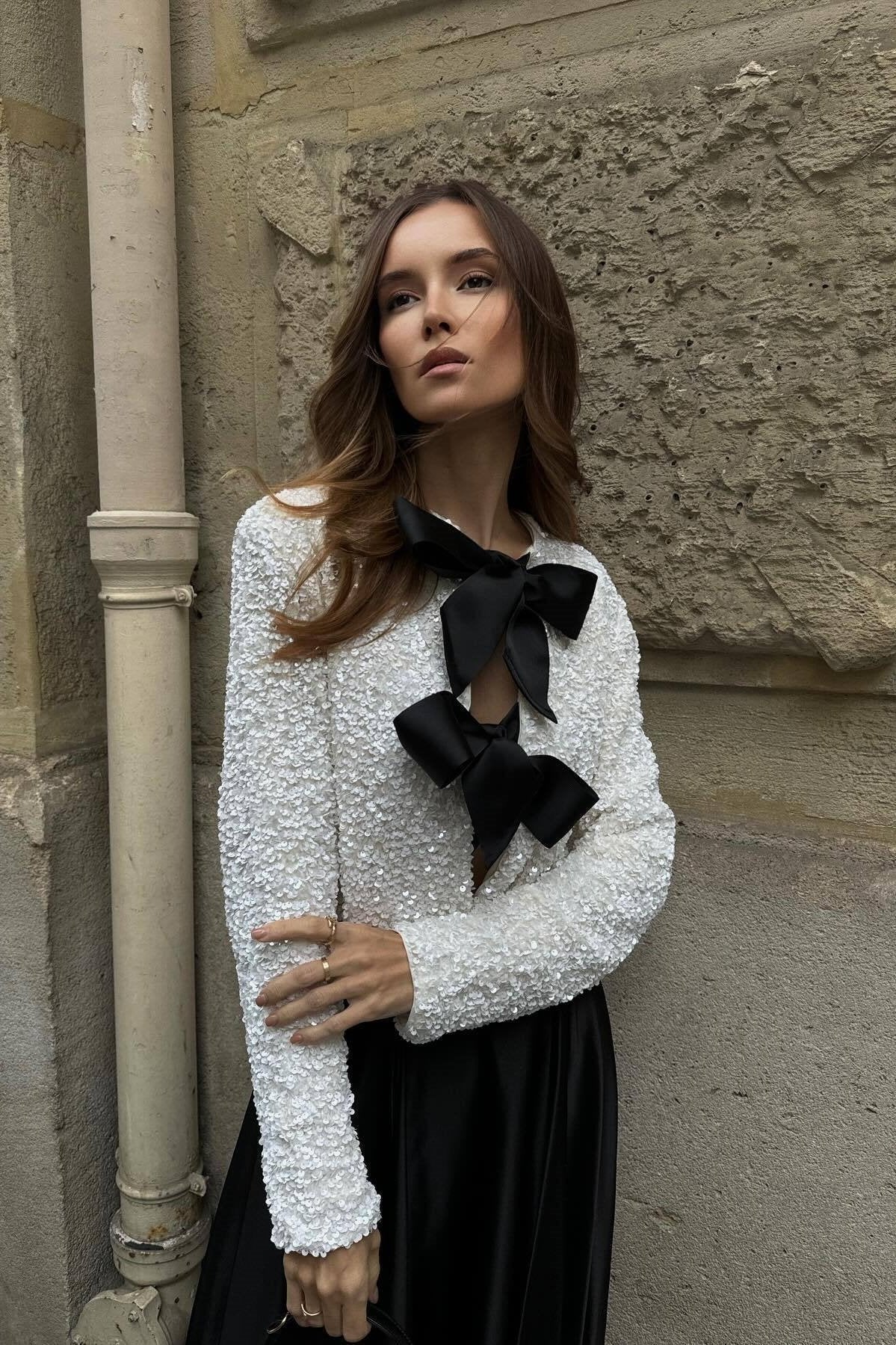 Cara Bow-tie Sequins Jacket