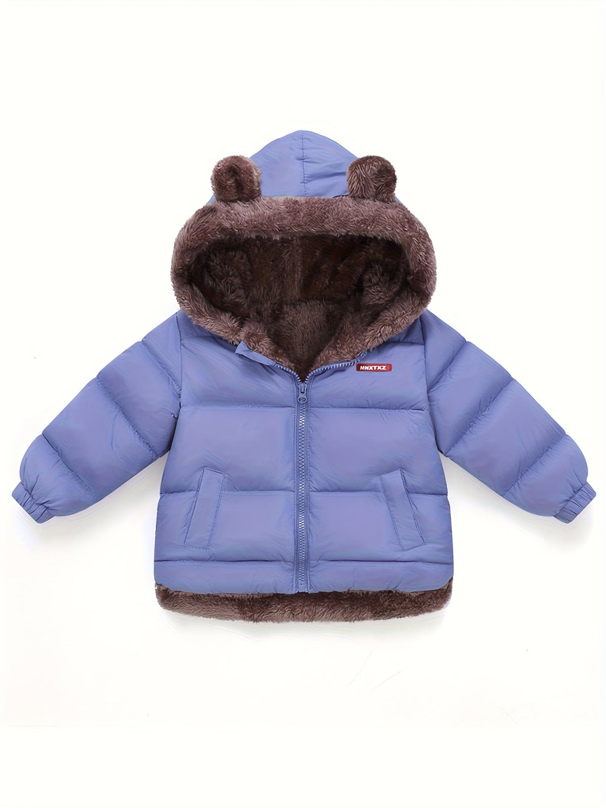Girls' Cute Bear Ears Fleece Coat - Long Sleeve Winter Jacket with Cardigan Collar. Full-Zip Front Closure. Warm Padded Hooded Coat for Boys & Girls. Cozy Fall/winter Outerwear With Pockets (solid Color. Casual Style. Regular Fit. Hand Washable)