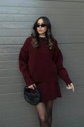 College Style Knitted Short Skirt Sets